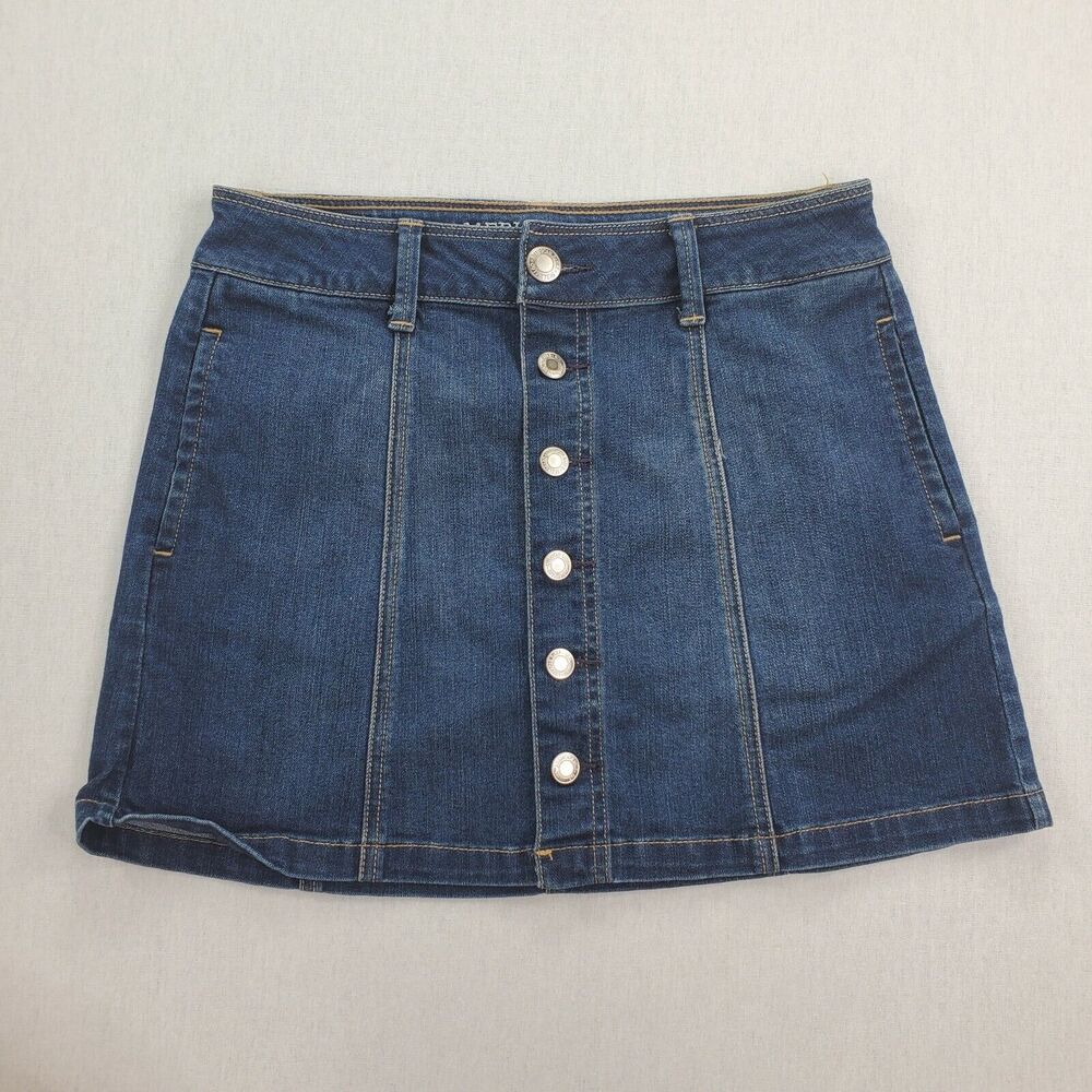 American Eagle Denim Blue Jean Skirt Women 4 Short Dark Wash Y2K 90s Cowgirlcore